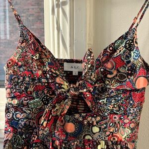 A.L.C. Colorful Abstract Tie-Front Dress